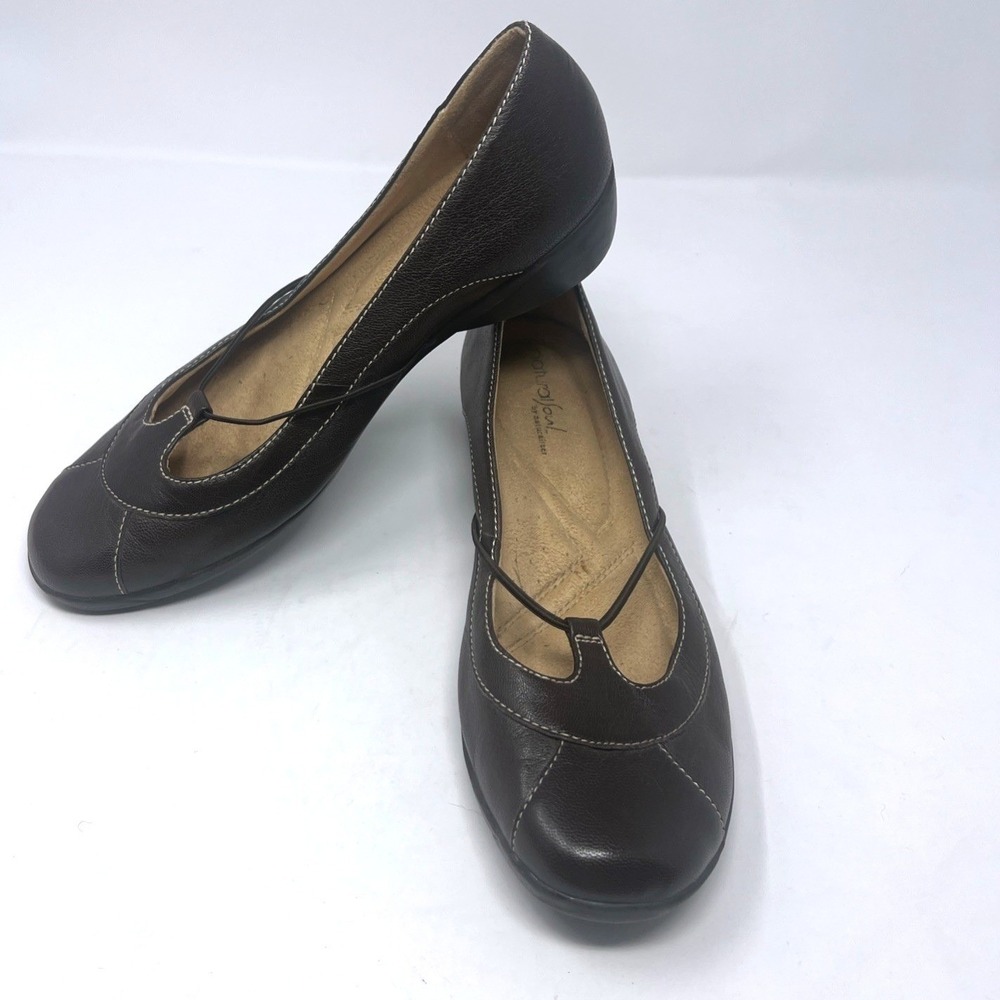Natural Soul by Naturalizer Women's 8.5 Brown Mary Jane Comfort Flats Shoes EUC